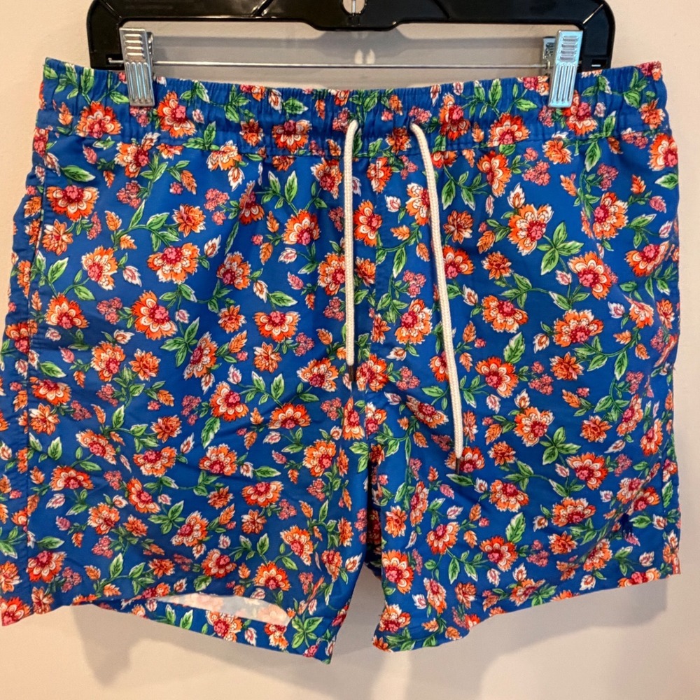 Polo Ralph Lauren Men XL Blue Floral 5.75-Inch Traveler Classic Swim Trunks NWOT